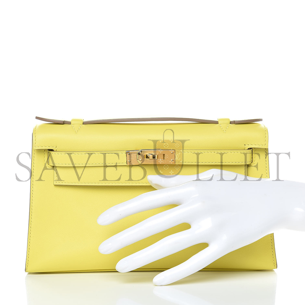 H**mes master swift kelly pochette clutch yellow (22*14*7cm)